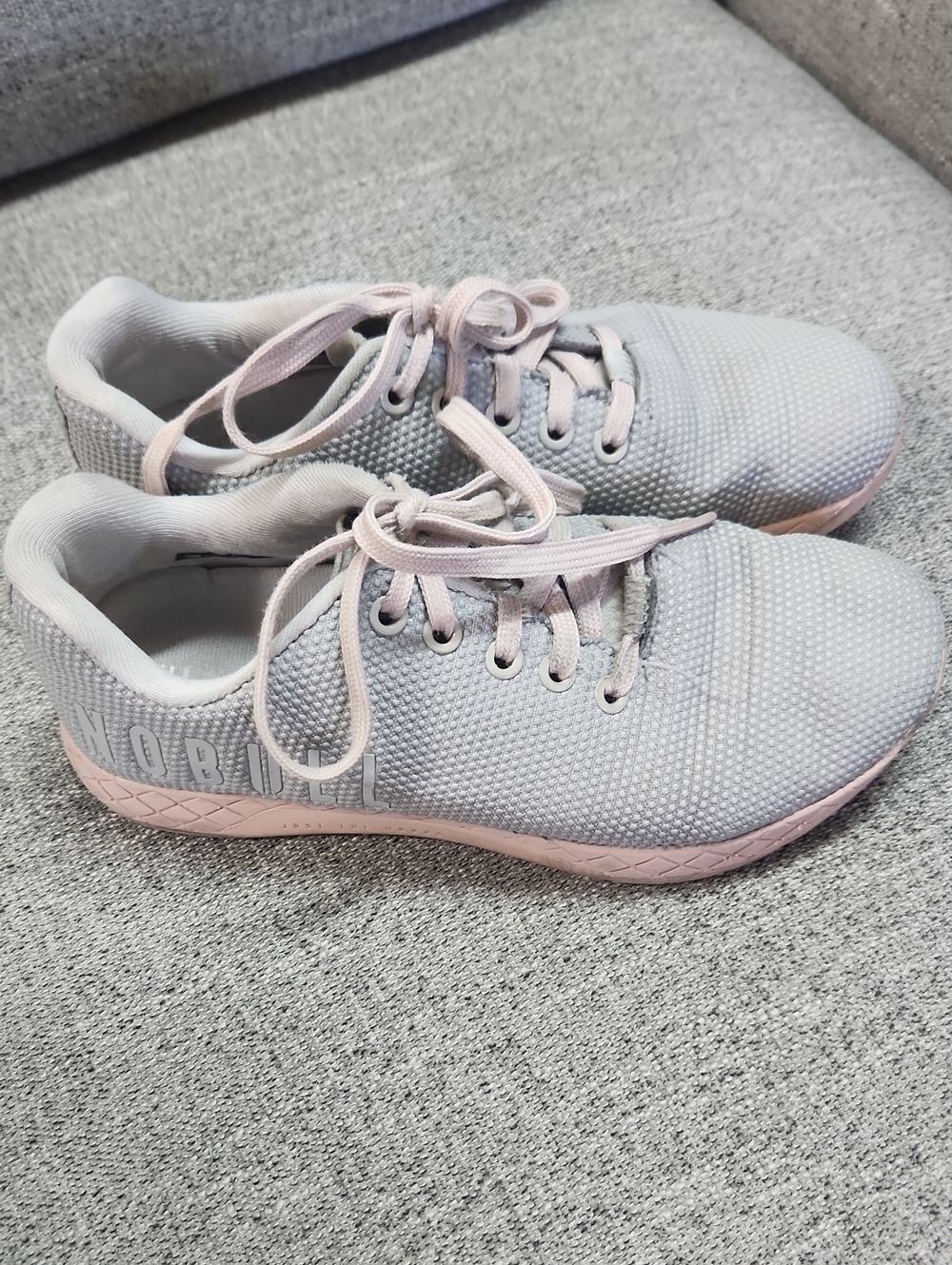 NoBull Trainers Crossfit Workout Light Gray & Pale Pink Lace-Up Sneakers 6.5